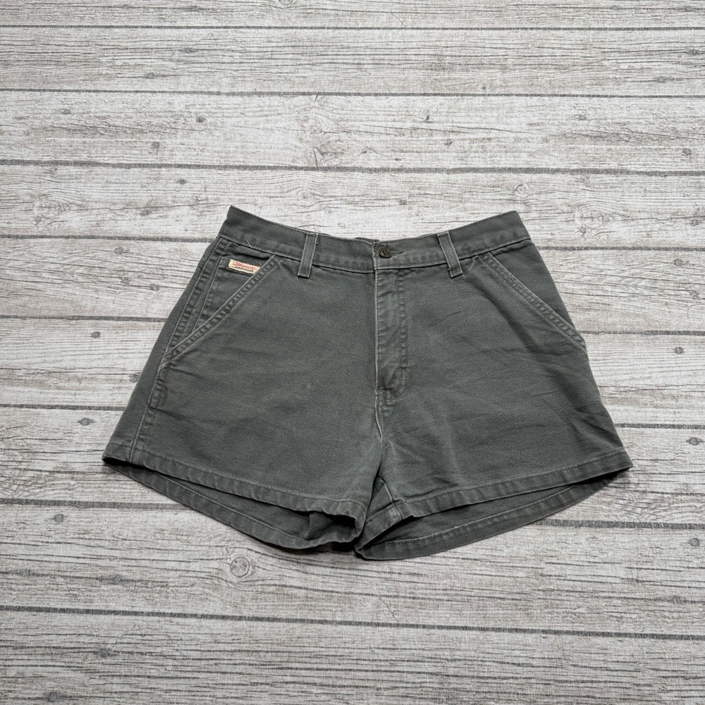 Y2K Bluenotes Shorts Womens 28 Olive Green Canvas High Rise Hiking Utility Cargo